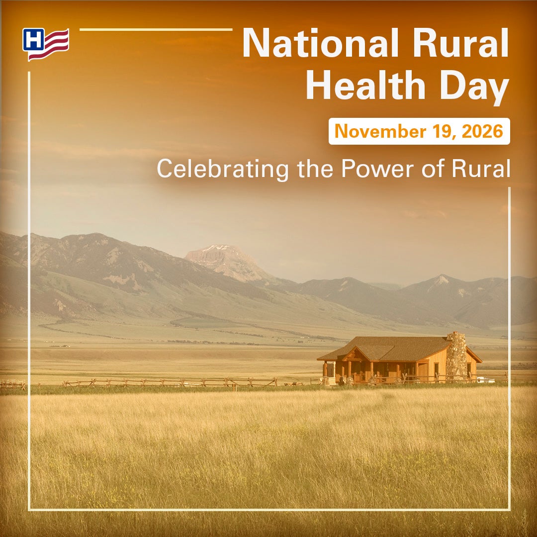 National Rural Health Day Banner Image of rural plains langscape with one house and vast skyline in orange hue.