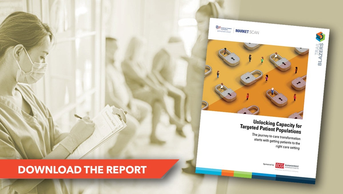 How to Unlock Capacity for Targeted Patient Populations. Unlocking Capacity for Targeted Patient Populations: The Journey to Transformation Starts with Getting Patients to the Right Care Setting Trail Blazers report cover. Download the report.