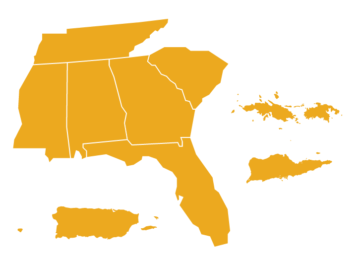 AHA Region Four map.