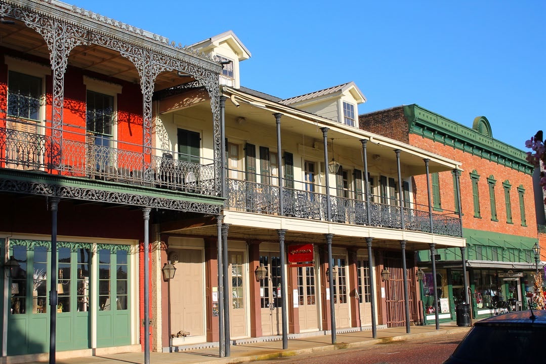 Natchitoches Parish community. Traditional Louisiana apartments with wrought-iron balconies.