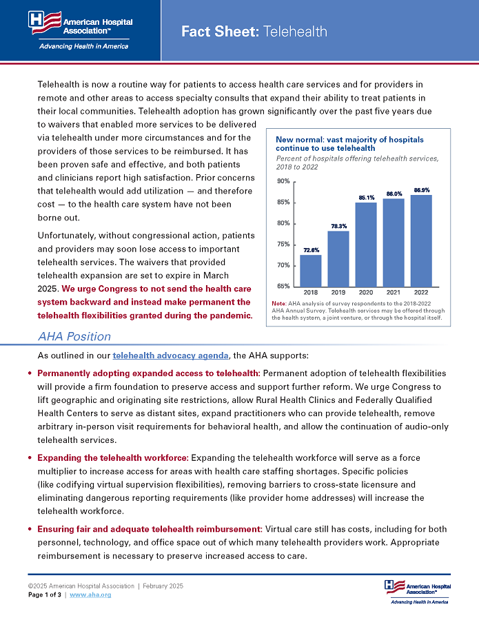 Fact Sheet: Telehealth page 1.
