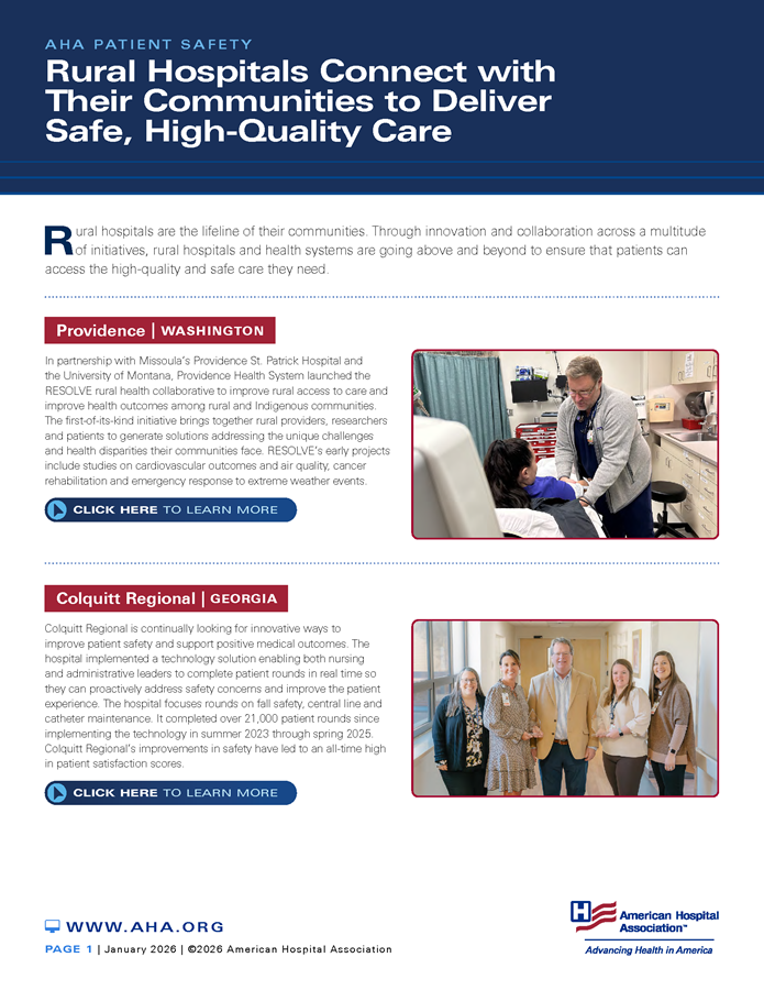 Rural Hospitals Connect with Their Communities to Deliver Safe, High-Quality Care page 1.