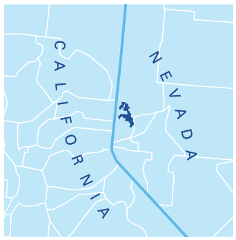 A map of the Counties in Nevada and California that Renown Regional Medical Center serves.