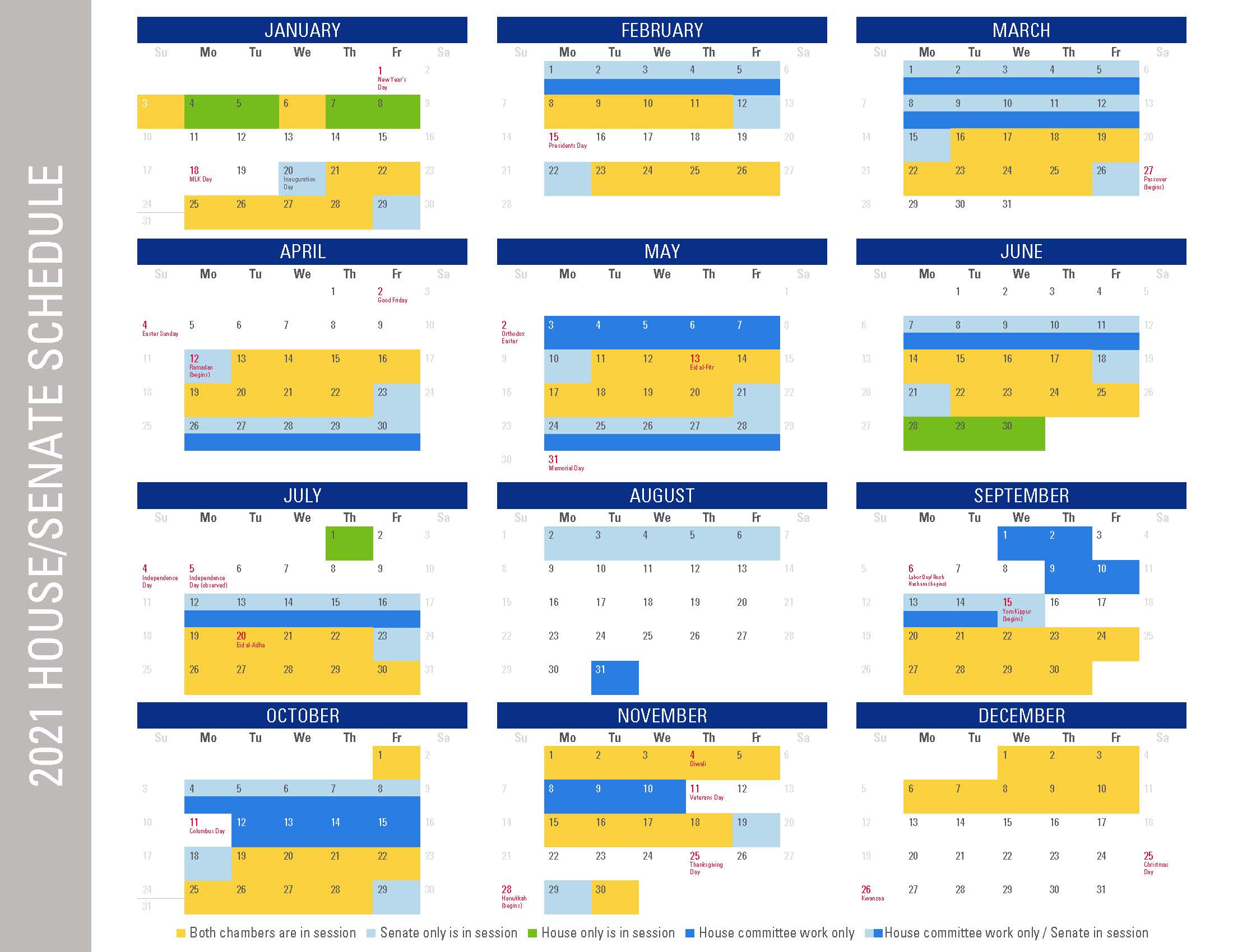 2021 House/Senate Schedule AHA