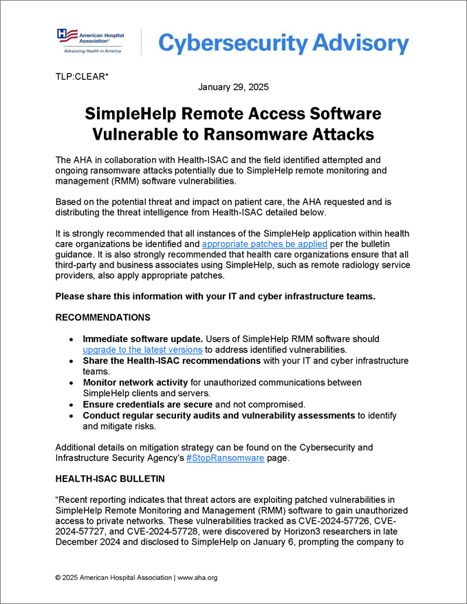 Cybersecurity Advisory PDF