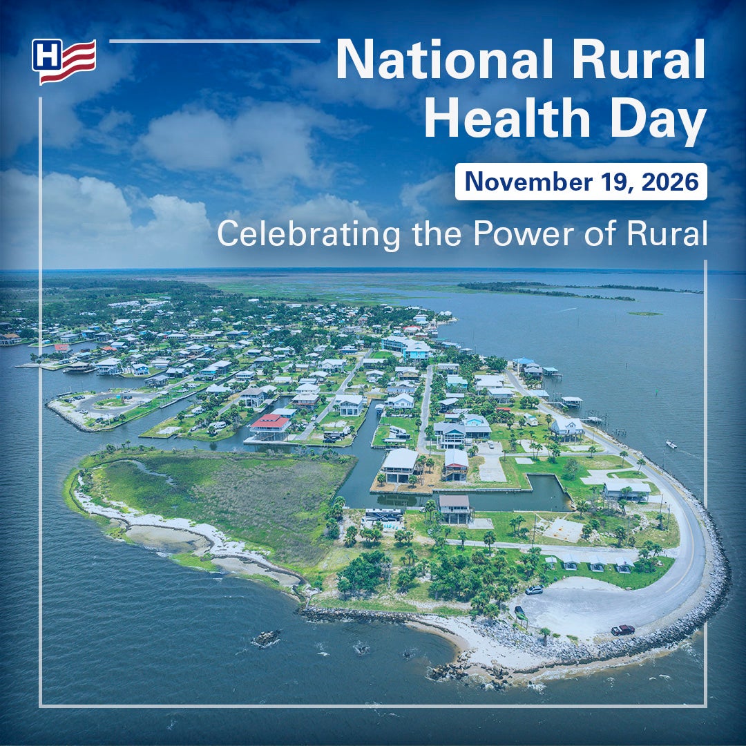 National Rural Health Day Banner Image of penisula coastline in blue hue.