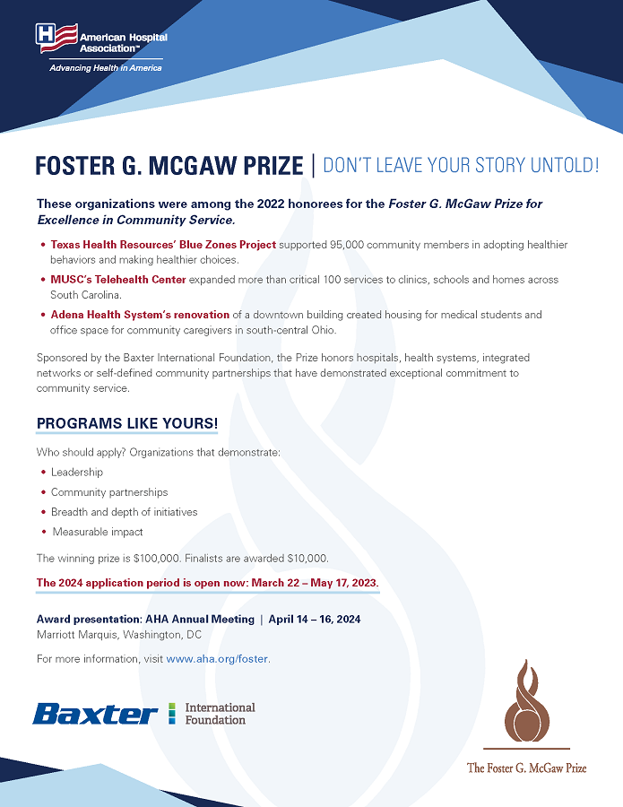 Foster G. McGaw Prize | Don't Leave Your Story Untold! flyer.
