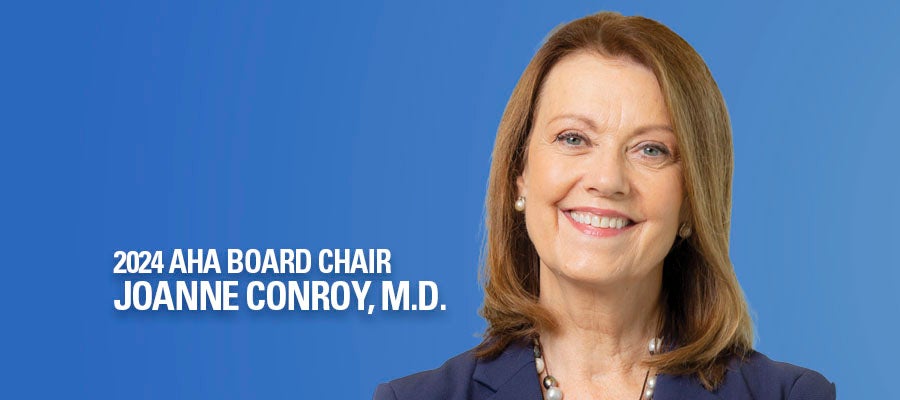 2024 AHA Board Chair Joanne Conroy, M.D., headshot.