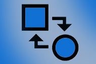 An icon of a square and a circle in a loop indicated by an arrow going from the square to the circle and another arrows going from the circle to the square.