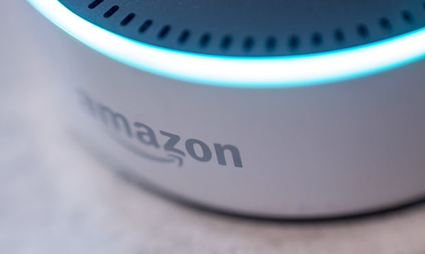 Amazon Echo Dot with Blue Light On