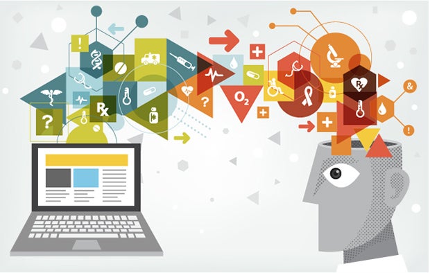 Optimizing Precision Care Delivery with Machine Learning laptop computer share information with person's brain
