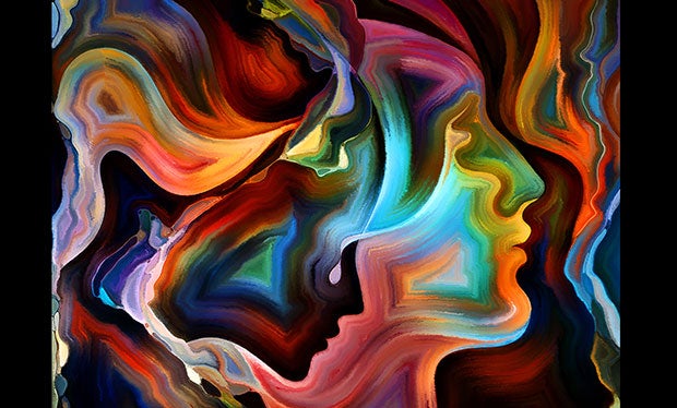 It's Time for Holistic Patient Care painting of multiple faces in swirling paint colors.'s Time for Holistic Patient Care painting of multiple faces in swirling paint colors.
