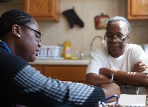 Home health worker and patient