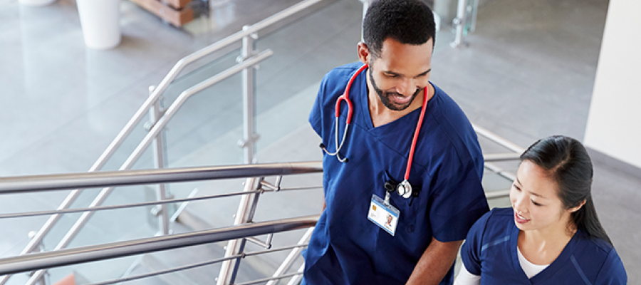 aonl homepage nurses walking stairs