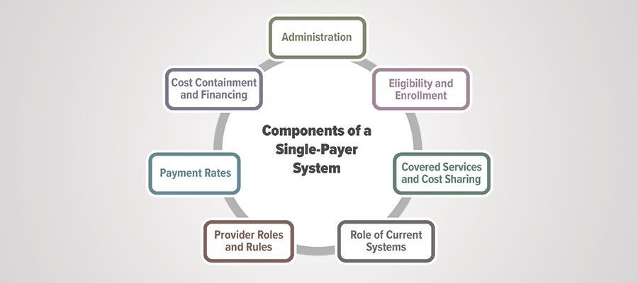 Components of single payer system graphic