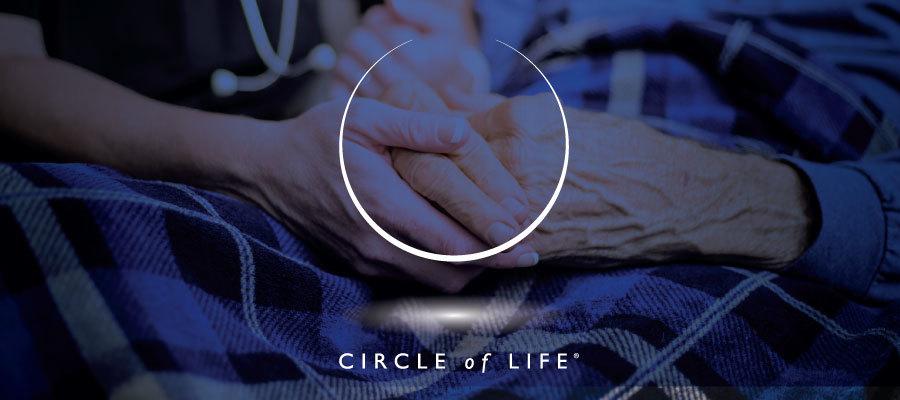 Circle of life award: image of elderly hands with the Circle of Life logo 
