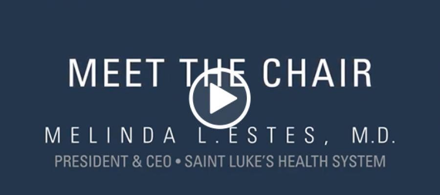 Screenshot of video still that reads "Meet the Chair, Melinda L. Estes, M.D."