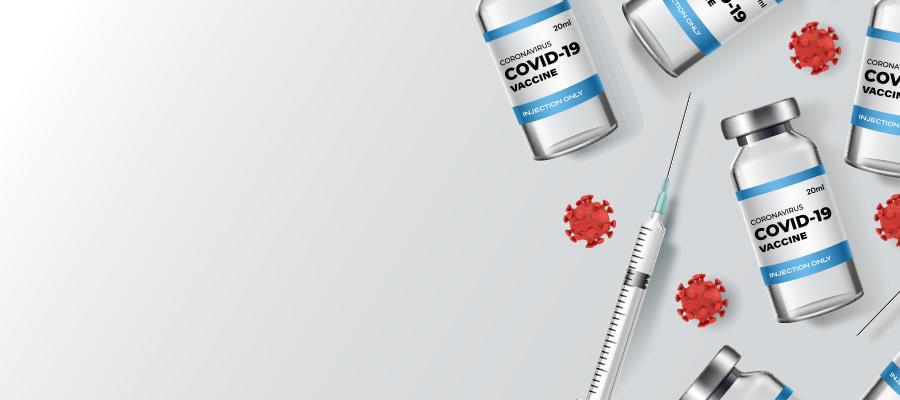 FDA Gives Full Approval to Pfizer-BioNTech COVID-19 Vaccine. COVID-19 vaccine bottles, syringes, and COVID-19 cells.