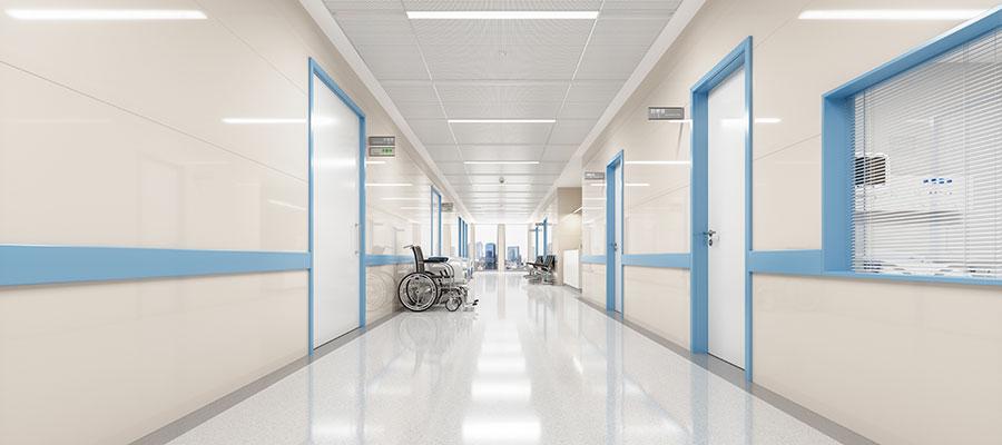 Empty hospital hallway 