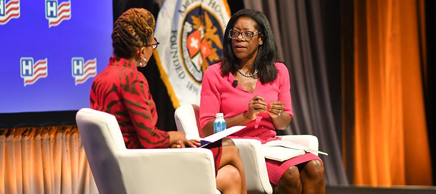 Joy Lewis, AHA senior vice president of health equity strategies and executive director of AHA’s Institute for Diversity and Health Equity, shared the stage with Dayna Bowen Matthew, author and law professor at George Washington University Law School, to explore the fundamental issues of health equity and actionable strategies to ensure equitable health opportunities for all people.