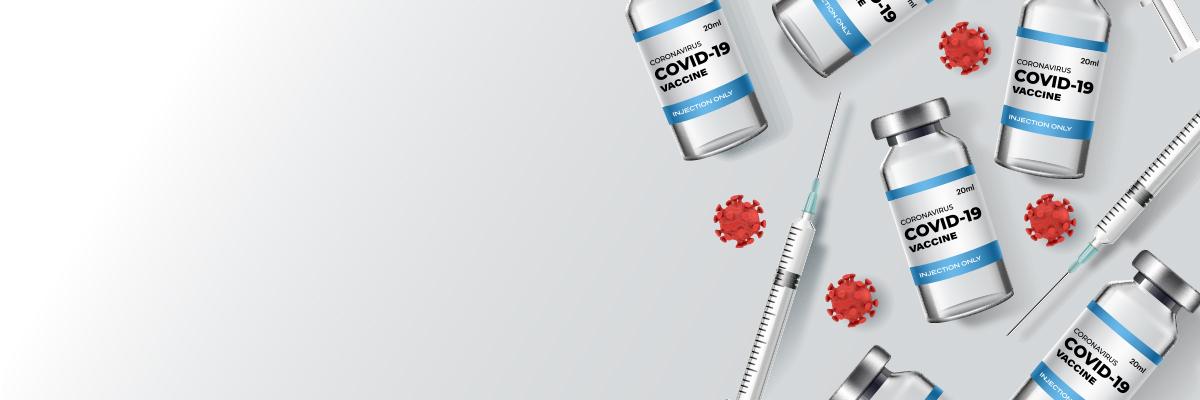 FDA Gives Full Approval to Pfizer-BioNTech COVID-19 Vaccine. COVID-19 vaccine bottles, syringes, and COVID-19 cells.