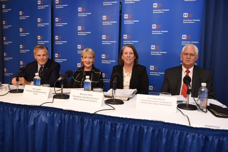340B Good Stewardship Principles Announcement panel with Rick Pollack, Nancy Agee, Michelle Hood, and Charles Daniels