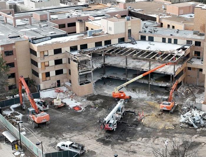 Boulder Hospital. Structure being torn down.