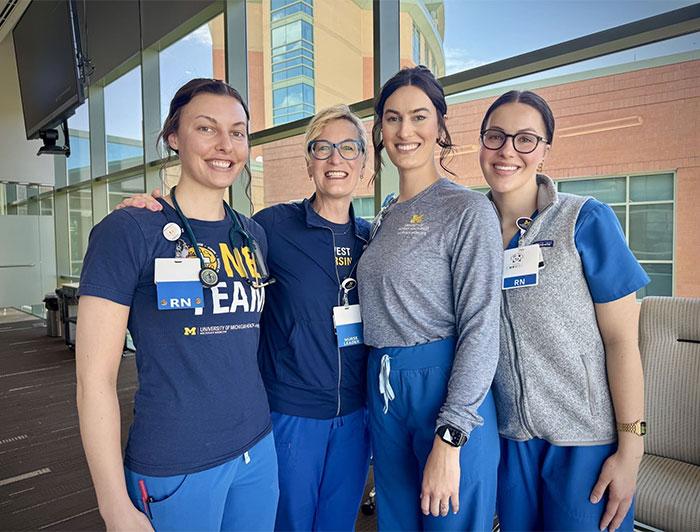 Linda Bos and her three daughters — Lydia Hollemans, Naomi Palmbos and Anika Bos — each serve in different areas across the Michigan Health-West health system.