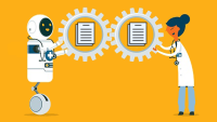 AI Advances to Reduce Burden on Nurses Get a Fresh Look. An artificial intelligence (AI) bot and a clinician share data.
